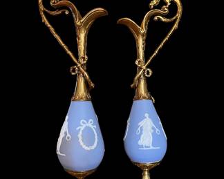 Pair Wedgwood gilt bronze ewers