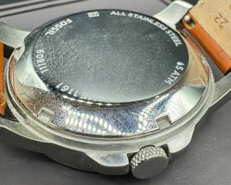 61	$40 	
Fossil blue face brown leather band	