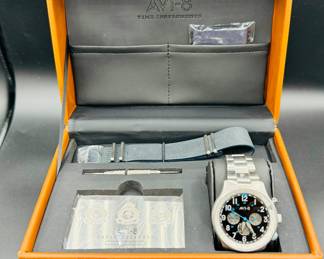 41	$200	
AVI-8 chrono watch blue needle as back up band