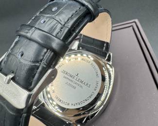 36	$50 	
Jerome Lemors Chrono watch black mat band white face 
