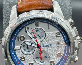 60	$30 	
Fossil Dean chrono brown leather band	