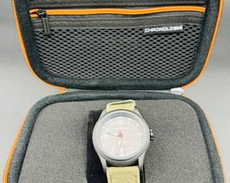 11	$125 	
Chronologia Automatic pilot watch grey & Army green canvas strap militaria in box 