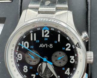 41	$200	
AVI-8 chrono watch blue needle as back up band