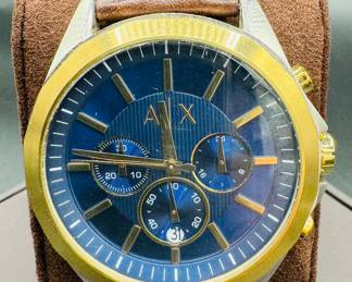 3	$26 	
Armani Exchange blue face leather band 
