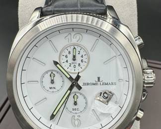 36	$50 	
Jerome Lemors Chrono watch black mat band white face 