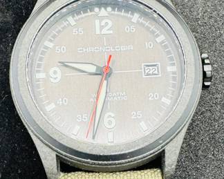 11	$125 	
Chronologia Automatic pilot watch grey & Army green canvas strap militaria in box 