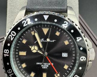 15	$60 	
J Brackett automatic black face / black leather band original band 