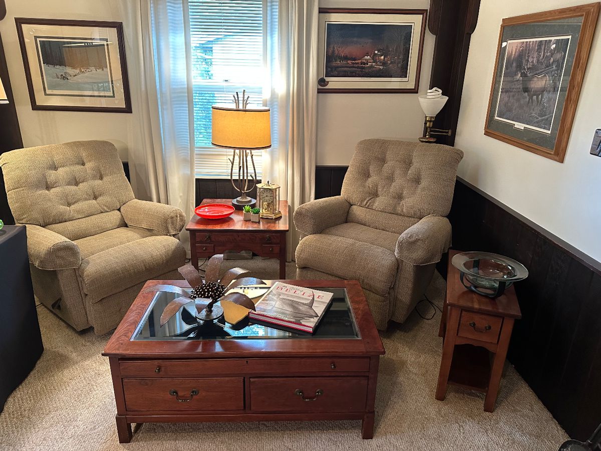 View of hearth room - furniture and signed prints