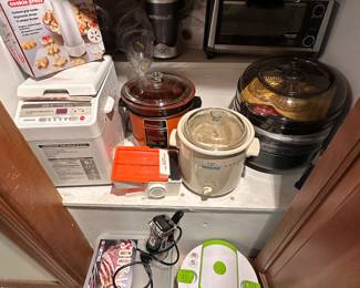 Crockpots, toaster oven, bullet and misc small appliances