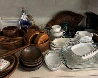 Wooden bowls and cookware