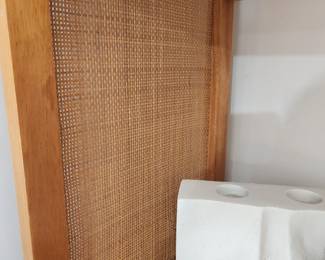 Pair of MCM Bookshelves with Woven Sides