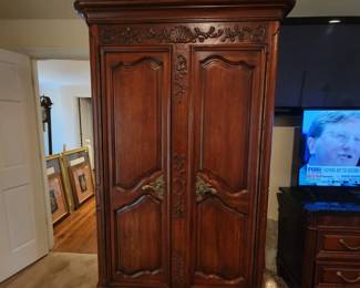 Stately Armoire with Brass Handles