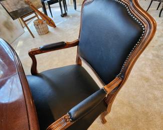 Wood and Leather Arm Chair with Nail Head Trim (4 available)