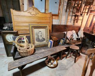 Primitives Bed Frame and Church Pew