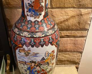 Vintage Chinese Rose Famille Painted Floor Vase
