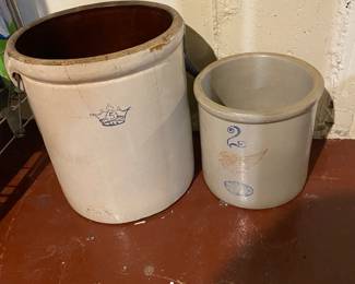 Vintage Redwing 2 Gallon Crock ( Hair line Crack), Vintage Pickle Crock with Handles