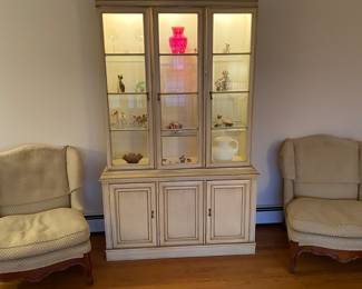 Vintage Brandt Furniture, Slipper Chairs (2), Curio Lighted