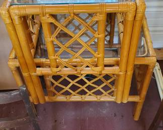 Rattan Tables with glass insert tops