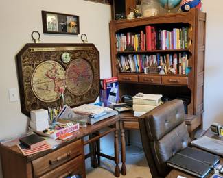 Oak Desk & Corner Desk with Bookshelf Hutch