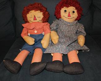 1940s to 50s era Raggedy Ann and Andy.  No tags.  He's missing his eyes.  Otherwise, very nice