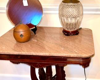 Victorian Eastlake Table With Marble Top