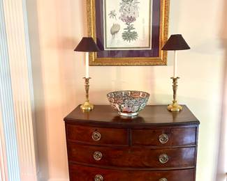 Antique Hepplewhite Mahogany 2 over 3 Drawer Chest ca 1800