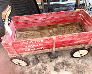 Vintage Radio Flyer Red Wood Wagon