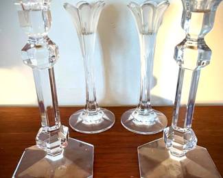 151 Val Saint Lamber Crystal Glass Candlesticks 4