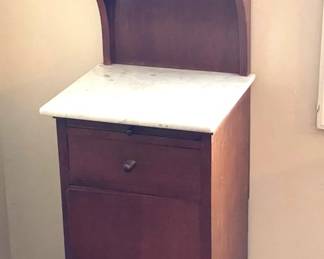 109 Atq Bedside Marble Top Nightstand