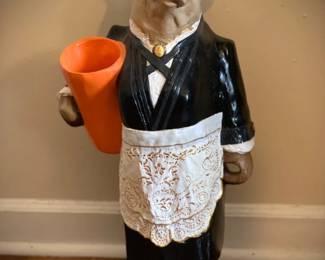 121 Vtg Lady Chef Tall Pig Resin Statue