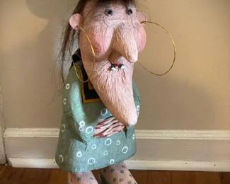 122 Vtg Halloween Creepy Paper Mache Witch