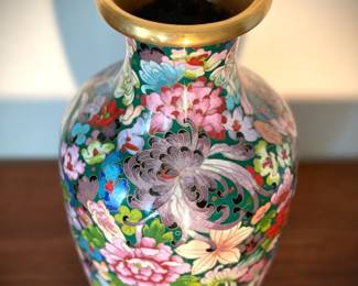 160 Vtg Chinese Gold Enamel Vase