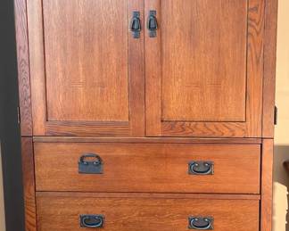 163 Vtg Basset Oak Armoire Wardrobe Cabinet