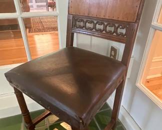 7. Set of 4 Antique Side Chairs w/ Leather Seat (17" x 16" x 35")