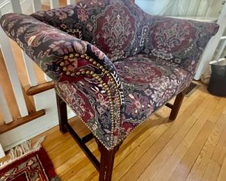 3. Camelback Roll Arm Bench w/ Nailhead Detail (44" x 20" x 34")