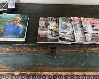 123. Distressed Wood Trunk (38" x 21" x 13")