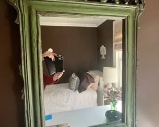 74. Mirror w/ Carved Green Frame (25" x 35")