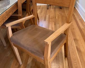 48. Dining Table w/ Protective Glass Top (38" x 95") and an Set of 8 Arm Chairs (22" x 19" x 38")