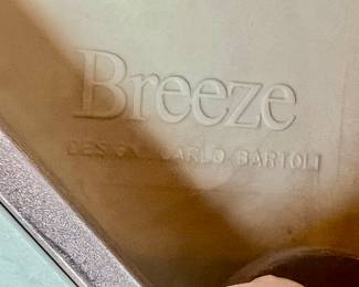 50a. Glass Top Table w/ Metal Base (52" x 29") and Set of 5 Segis Breeze Design by Carlo Bartoli (22" x 19" x 31")