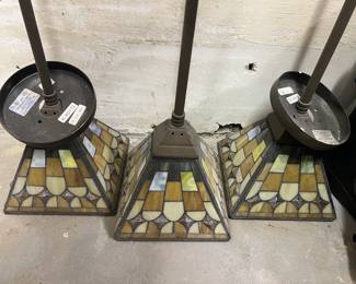 134. Set of 3 Stainless Pendant Lights