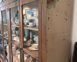 6. Vintage Glass Front Rolling Cabinet (81" x 18" x 71")