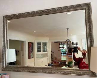 34. Beveled Mirror w/ Silver Frame (59" x 40")