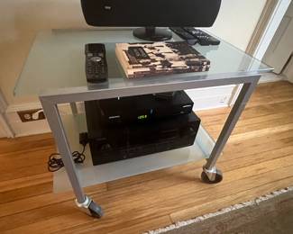 43. Frosted Glass Rolling Cart (28" x 19" x 23")