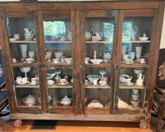 6. Vintage Glass Front Rolling Cabinet (81" x 18" x 71")