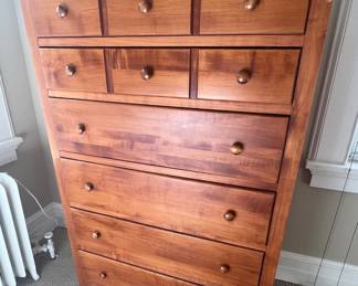 79. Crawford Furniture Manufacturer 6 Drawer High Boy Dresser (36" x 19" x 56")