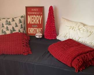 Merry Christmas Pillows Red Pottery Barn Throws