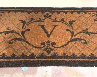 Large Outdoor Mat Black Trim Letter V