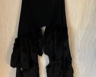 Wool Shawl with fox tails