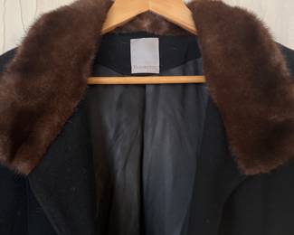 Cashmere blend full length ladies coat with mink collar and cuffs.