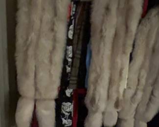 White fox shawl with fox tails